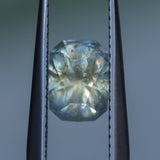 1.51CT RADIANT CUT MONTANA SAPPHIRE, ETHERIAL PARTI BLUE GOLD, 7.4X5.5X4.5MM