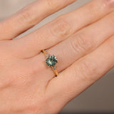 1.20ct Oval Brilliant Teal Montana Sapphire and Princess Cut Diamond Rapids Low Profile Ring in 14k Yellow Gold