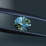 0.86CT PRECISION CUT OVAL MONTANA SAPPHIRE, PARTI YELLOW BLUE, 6.08X4.8X3.7MM