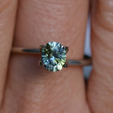 0.86CT PRECISION CUT OVAL MONTANA SAPPHIRE, PARTI YELLOW BLUE, 6.08X4.8X3.7MM