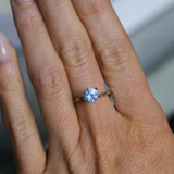 1.18CT ROUND PRECISION CUT MONTANA SAPPHIRE, LIGHT PERIWINKLE PURPLE BLUE, 6.3X4.1MM