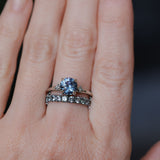 1.91ct Round Precision Cut Blue Montana Sapphire and Princess Cut Diamond Rapids Low Profile Ring in 14k White Gold