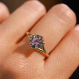2.40ct Untreated Mauve Precision Cut Montana Sapphire Low Profile Six Prong Split Shank Solitaire in 18k Yellow Gold