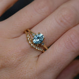 2.01ct Oval Precision Cut Denim Blue Untreated Montana Sapphire and Princess Cut Diamond Rapids Low Profile Ring in 18k Yellow Gold