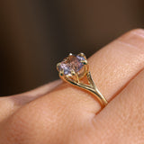 2.40ct Untreated Mauve Precision Cut Montana Sapphire Low Profile Six Prong Split Shank Solitaire in 18k Yellow Gold
