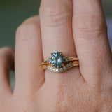 2.01ct Oval Precision Cut Denim Blue Untreated Montana Sapphire and Princess Cut Diamond Rapids Low Profile Ring in 18k Yellow Gold