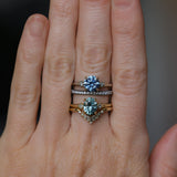 2.01ct Oval Precision Cut Denim Blue Untreated Montana Sapphire and Princess Cut Diamond Rapids Low Profile Ring in 18k Yellow Gold