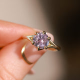 2.40ct Untreated Mauve Precision Cut Montana Sapphire Low Profile Six Prong Split Shank Solitaire in 18k Yellow Gold