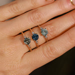 1.20ct Untreated Round Aqua Montana Sapphire and Princess Cut Diamond Rapids Low Profile Ring in 14k White Gold
