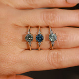 1.12ct Untreated Light Blue Montana Sapphire and Princess Cut Diamond Rapids Low Profile Ring in 14k Yellow Gold