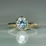 1.94ct Oval Precision Cut Untreated Blue Montana Sapphire Scallop Cup Solitaire in 14k Yellow Gold
