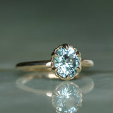 1.94ct Oval Precision Cut Untreated Blue Montana Sapphire Scallop Cup Solitaire in 14k Yellow Gold