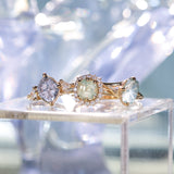 2.18ct"Old Mine Cushion" cut Silky Light Green Montana Sapphire Antique-Style Diamond Halo Ring in 14k Yellow Gold