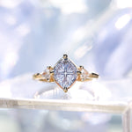 1.93ct Untreated Fantasy Cut Montana Sapphire and Diamond  Antique Milgrain Three Stone Low Profile Ring in 14k Yellow Gold