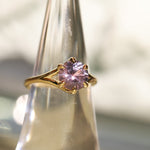 2.40ct Untreated Mauve Precision Cut Montana Sapphire Low Profile Six Prong Split Shank Solitaire in 18k Yellow Gold