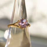 2.40ct Untreated Mauve Precision Cut Montana Sapphire Low Profile Six Prong Split Shank Solitaire in 18k Yellow Gold