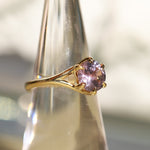 2.40ct Untreated Mauve Precision Cut Montana Sapphire Low Profile Six Prong Split Shank Solitaire in 18k Yellow Gold