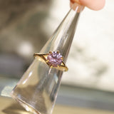 2.40ct Untreated Mauve Precision Cut Montana Sapphire Low Profile Six Prong Split Shank Solitaire in 18k Yellow Gold
