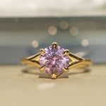 2.40ct Untreated Mauve Precision Cut Montana Sapphire Low Profile Six Prong Split Shank Solitaire in 18k Yellow Gold