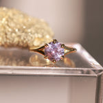 2.40ct Untreated Mauve Precision Cut Montana Sapphire Low Profile Six Prong Split Shank Solitaire in 18k Yellow Gold