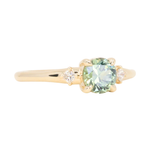 0.93ct Round Seafoam Montana Sapphire and Princess Cut Diamond Rapids Low Profile Ring in 14k Yellow Gold