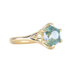 2.60ct Unheated Hexagon Montana Sapphire Low Profile Six Prong Split Shank Solitaire in 18k Yellow Gold