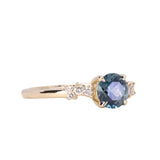 1.20ct Ocean Blue Round Montana Sapphire and Diamond Starry Night Low Profile Solitaire in 14k Yellow Gold