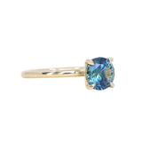 1.43ct Round Precision Cut Teal Montana Sapphire Classic 4 Prong Solitaire in 18k Yellow Gold