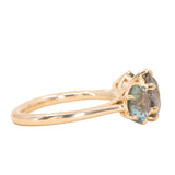 2.02ct Salt and Pepper Diamond and Montana Sapphire Three Stone Ring in 14K Yellow Gold