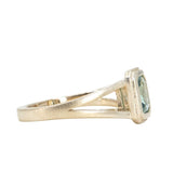 1.20ct Radiant Cut Seafoam Montana Sapphire Split Shank Bezel Ring with Milgrain in 14k Yellow Gold