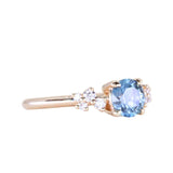 0.91ct Light Cornflower Blue Montana Sapphire and Diamond Starry Night Low Profile Solitaire in 14k Yellow Gold
