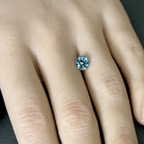 1.35CT ROUND PRECISION CUT MONTANA SAPPHIRE, LIGHT TEAL BLUE GREEN, 6.54x4.32MM