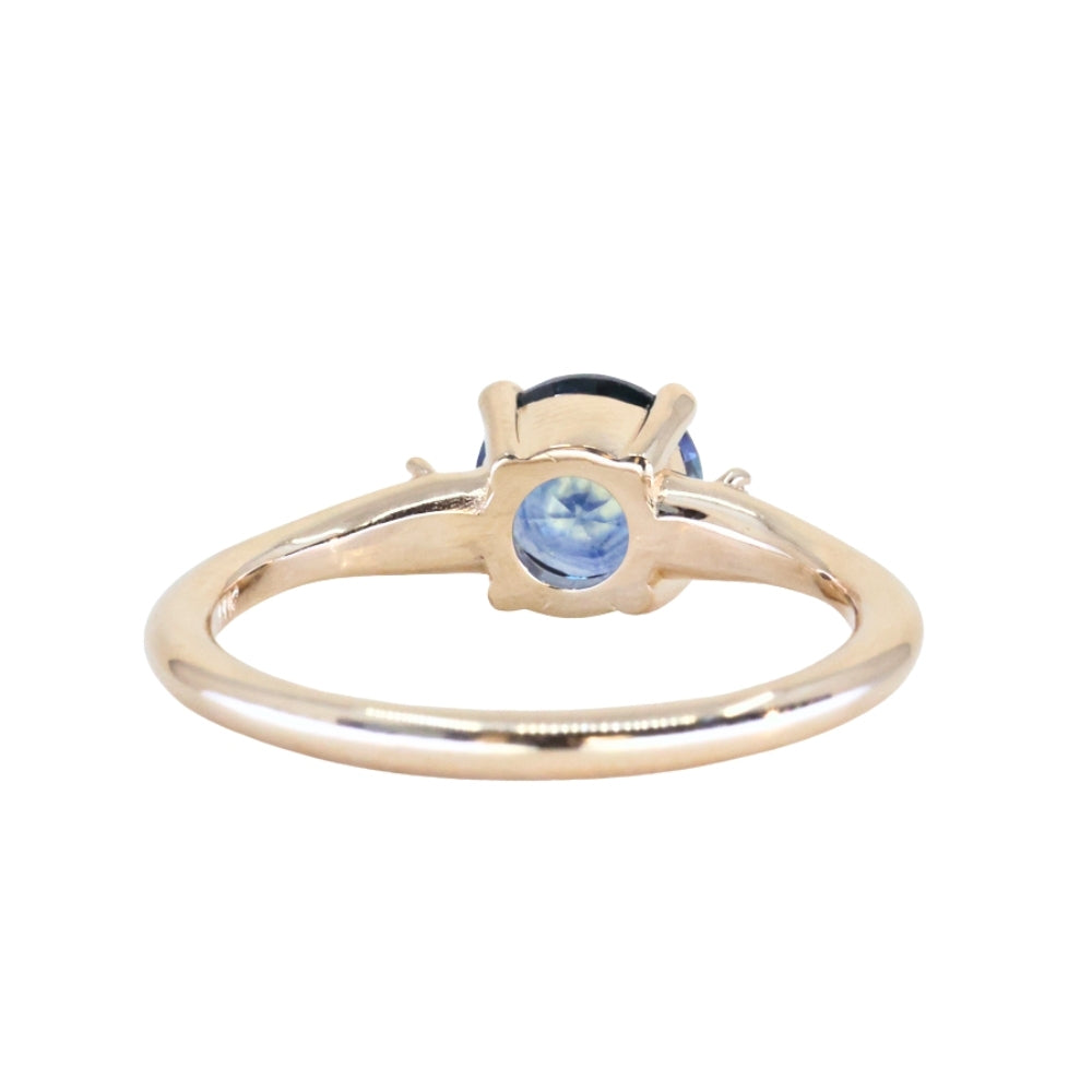 1.19ct Ocean Blue Precision Cut Montana Sapphire and Princess Cut Diamond Rapids Low Profile Ring in 14k Yellow Gold
