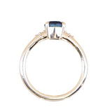 1.19ct Ocean Blue Precision Cut Montana Sapphire and Princess Cut Diamond Rapids Low Profile Ring in 14k Yellow Gold