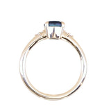 1.19ct Ocean Blue Precision Cut Montana Sapphire and Princess Cut Diamond Rapids Low Profile Ring in 14k Yellow Gold
