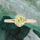 1.27ct Bright Yellow Green Precision Cut Montana Sapphire Scallop Cup Solitaire in 14k Yellow Gold