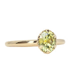 1.27ct Bright Yellow Green Precision Cut Montana Sapphire Scallop Cup Solitaire in 14k Yellow Gold