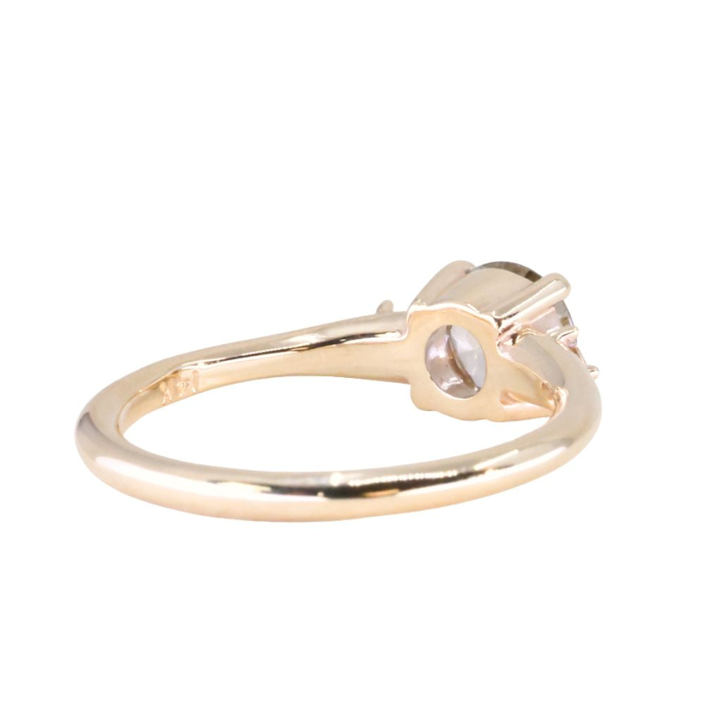 0.91ct Untreated Round White Montana Sapphire and Princess Cut Diamond Rapids Low Profile Ring in 14k Yellow Gold
