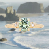 1.27ct Oval Brilliant Light Parti Montana Sapphire and Princess Cut Diamond Rapids Low Profile Ring in 14k Yellow Gold