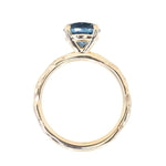 2.07ct Round Ocean Blue Montana Sapphire Evergreen Carved 4 Prong Solitaire in 14k Yellow Gold