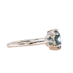 1.75ct Oval Parti Untreated Madagascar Sapphire and Green Oval Sapphire Three Stone Ring in 14k Yellow Gold