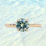 1.47ct Round Teal Montana Sapphire Evergreen Carved 4 Prong Solitaire in 14k Yellow Gold