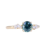 1.22ct Deep Teal Round Montana Sapphire and Diamond Starry Night Low Profile Solitaire in 14k Yellow Gold