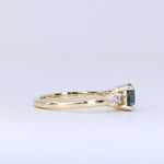 1.22ct Deep Teal Round Montana Sapphire and Diamond Starry Night Low Profile Solitaire in 14k Yellow Gold