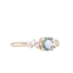 0.72ct Round Light Blue Green Montana Sapphire and Diamond Starry Night Low Profile Solitaire in 14k Yellow Gold