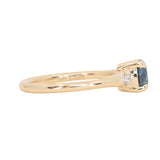 1.10ct Round Deep Teal Montana Sapphire and Princess Cut Diamond Rapids Low Profile Ring in 14k Yellow Gold