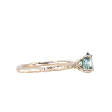 1.30ct Oval Light Teal Blue Precision Cut Montana Sapphire Evergreen Carved 4 Prong Solitaire in 14k Yellow Gold