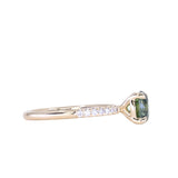 1.46ct Round Parti Green and Teal Montana Sapphire and French Set Diamond Solitaire in 14K Yellow Gold