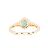 0.96ct Oval Teal Precision Cut Montana Sapphire Low Profile 4 Prong Signet Solitaire in 14k Yellow Gold