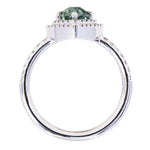 1.23ct Geo Montana Sapphire Double Diamond Halo Ring in 14K White Gold